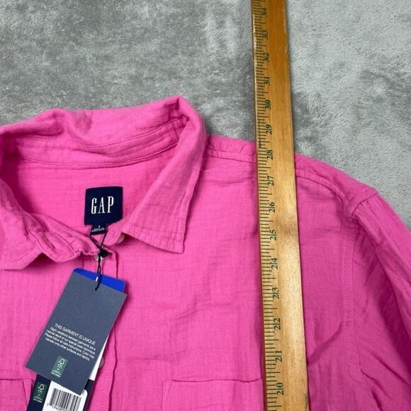 Gap Pink Button-Up Long Sleeve Shirt Size L 100% Cotton Womens Casual d0109 - Picture 3 of 8